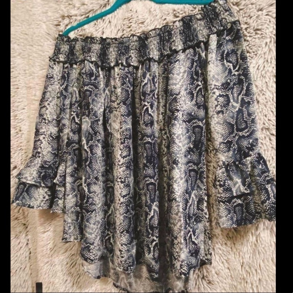 Off the shoulder snakeskin top